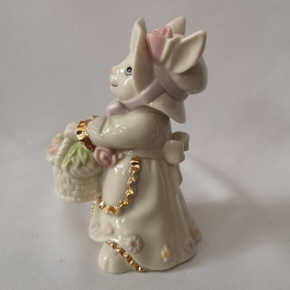 Adorable Vintage Lenox Limited Edition from 2003 Rabbit Basket & Flowers Figure - Picture 2 of 7